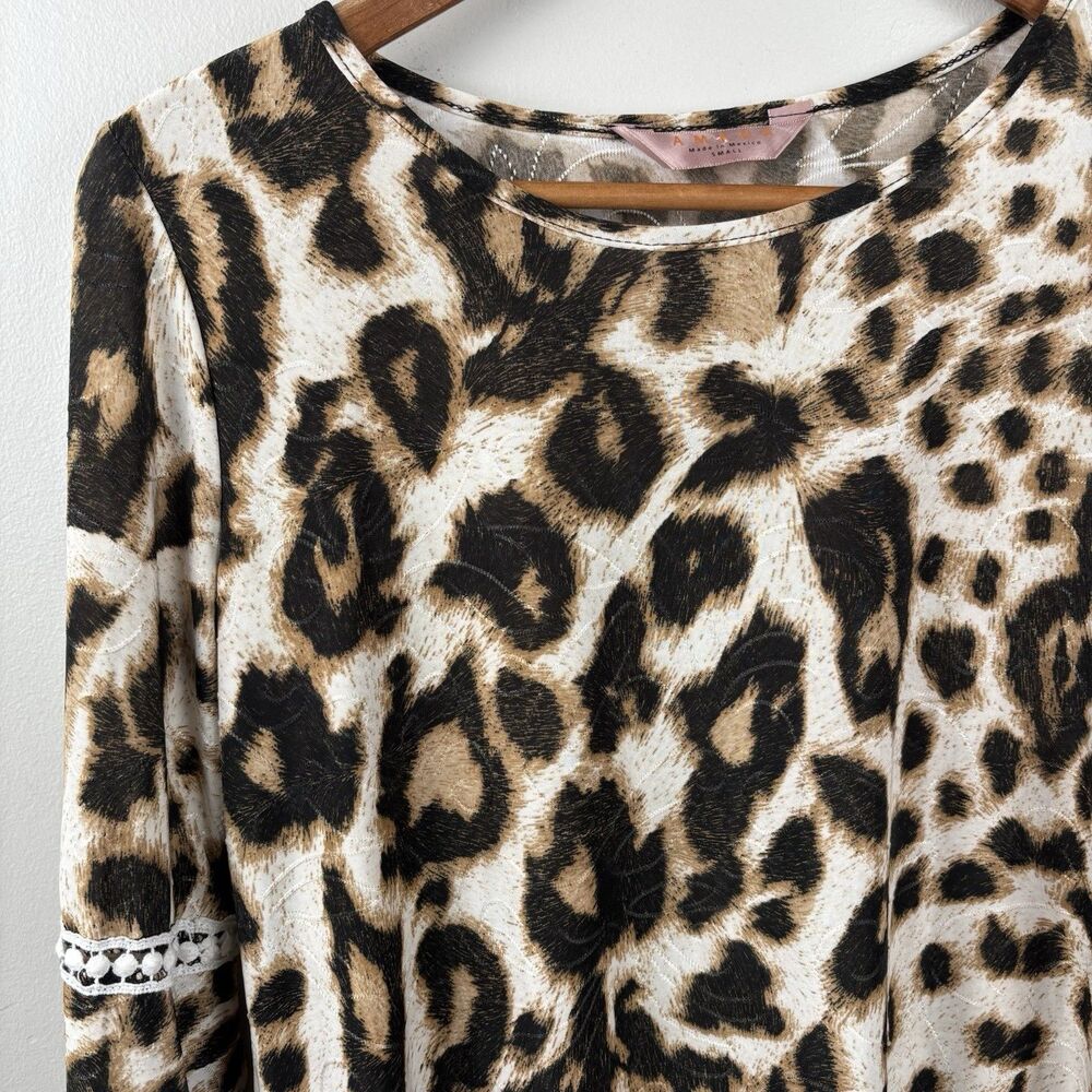 Amana Leopard print Women Small Top Animal Print Flare Long Sleeve Blouse - Picture 7 of 8